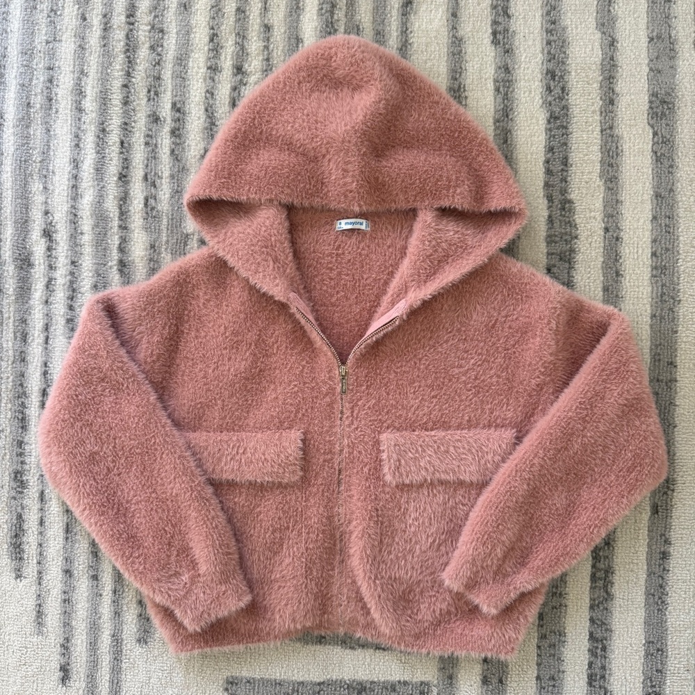 🎀 Mayoral Faux Fur Zip Up Hoodie Sweater